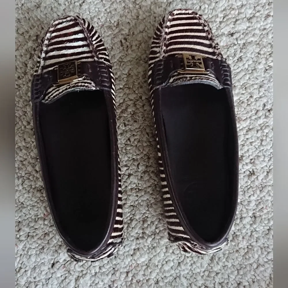 Tory Burch Brown Zebra Print Loafers size 7